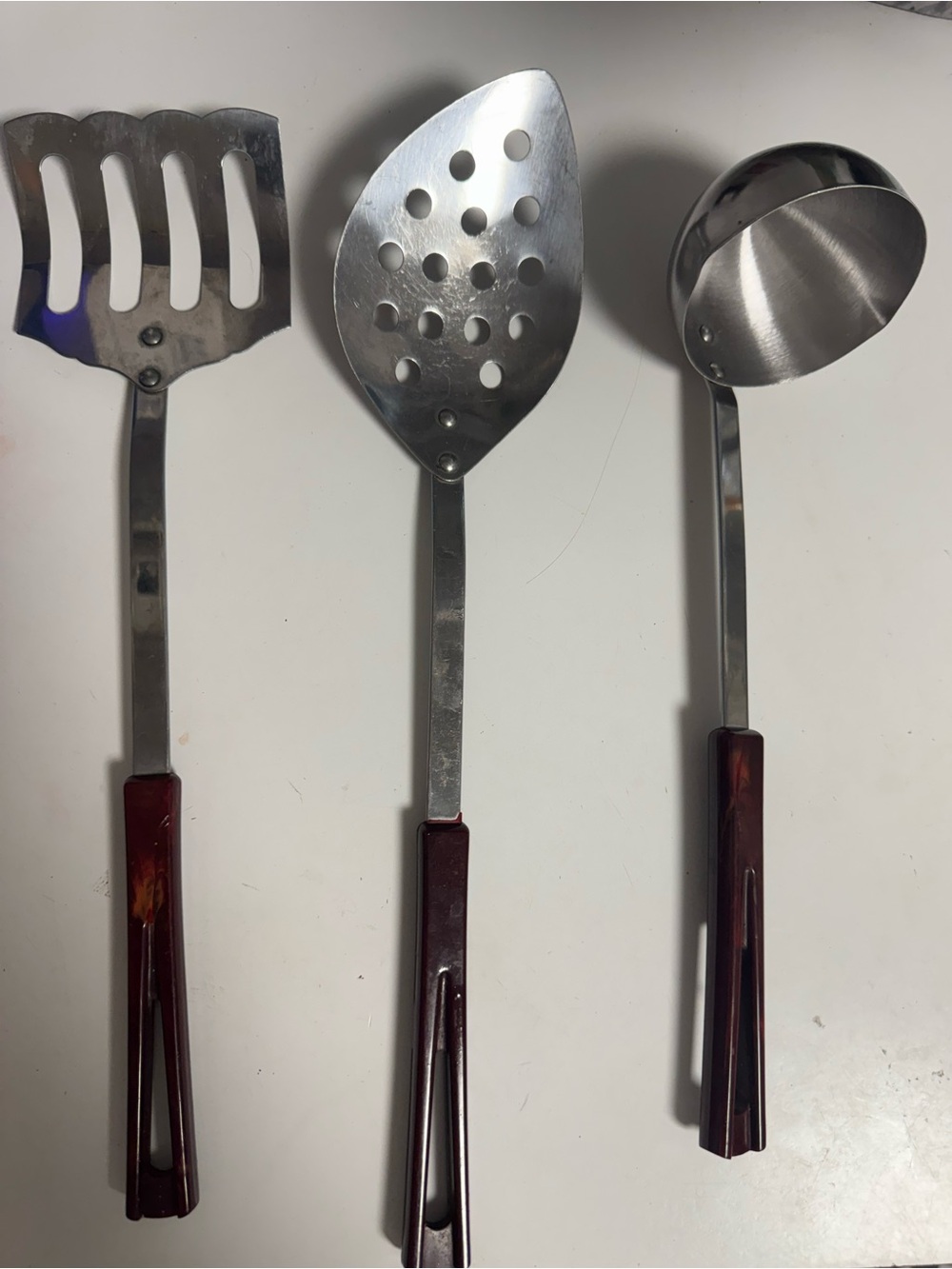 STANHOME vintage serveware in stainless with Bakelite handles